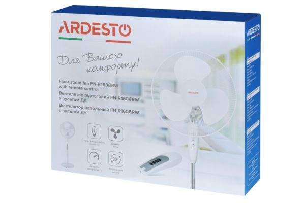 ვენტილატორი  ARDESTO, 40cm, 45W, remote control, white