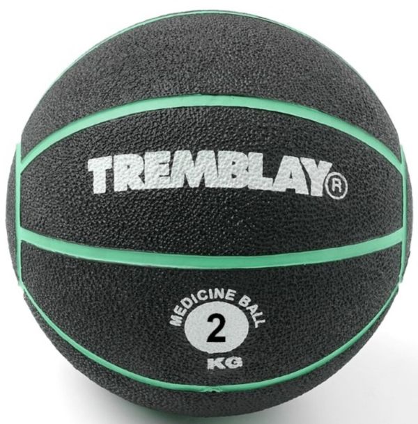 წონითი ბურთი TREMBLAY Medicine Balll 2კგ D20cm მწვანე ზოლებით