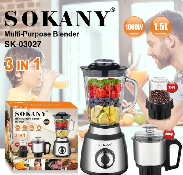 ბლენდერი (კომპლექტი) Sokany SK-03027 (ჩოფერი+საფქვავი)