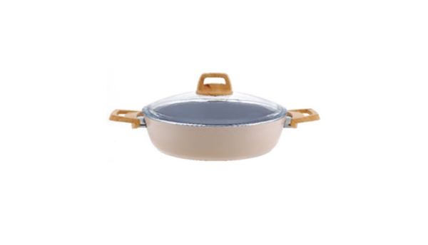 ქვაბი ალუმინის კერამიკული დაბალი კრემისფერი 28სმ GÖRGEL 28234